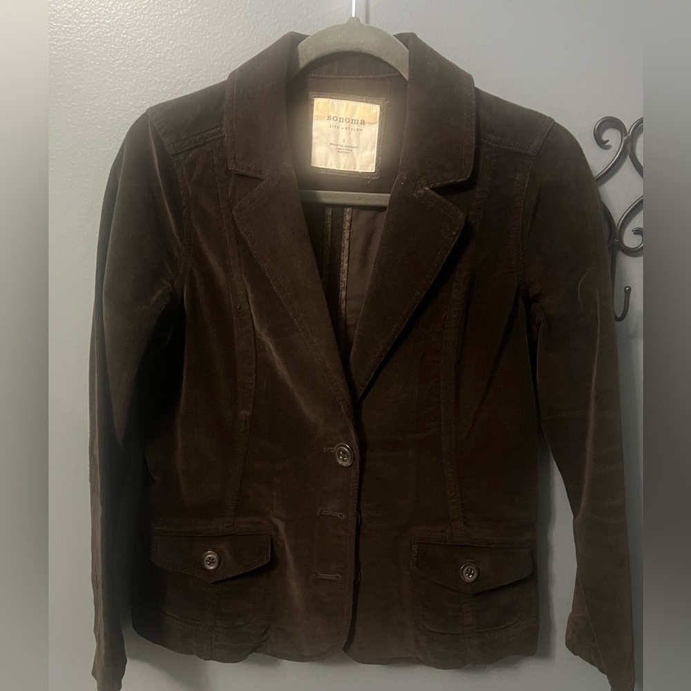 FALL BLAZER! Sonoma “Vintage Look” Corduroy Blazer, Chocolate Brown, Size Small